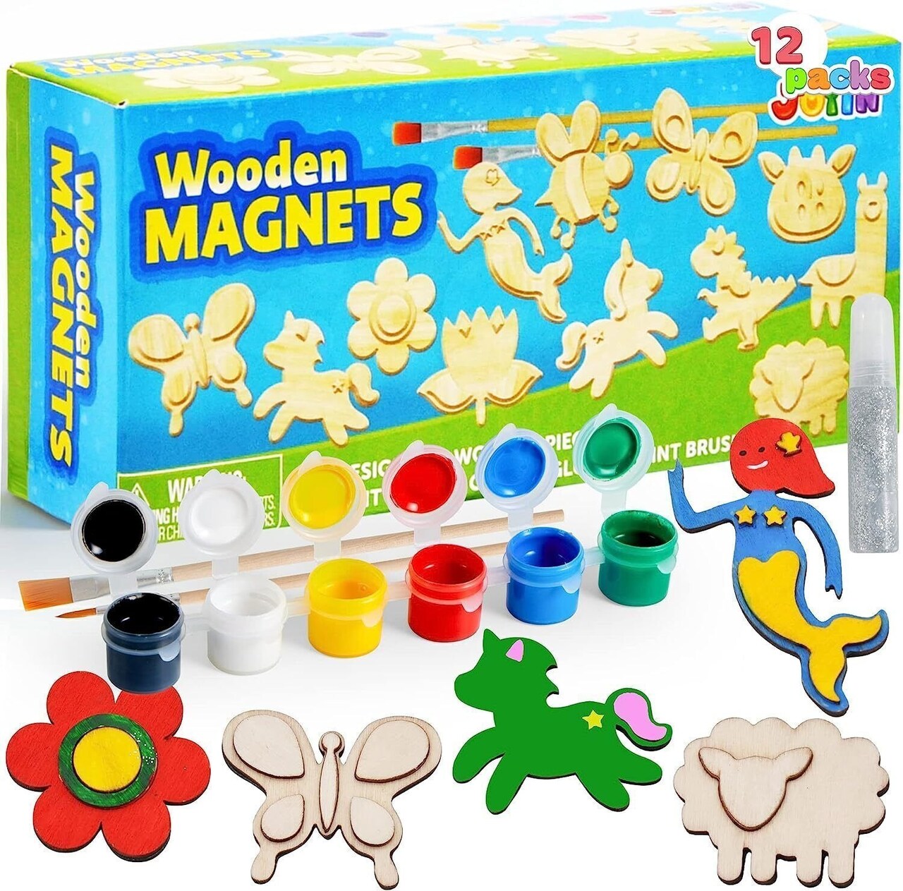Syncfun Wooden Magnets Arts & Crafts for Kids Painting Activities Kit Toys Gifts